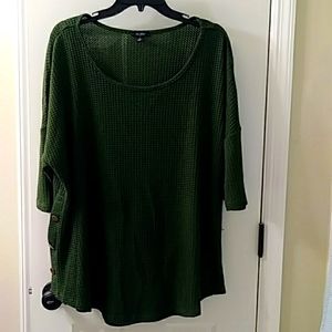 AUW textured sweater size 1x dark green